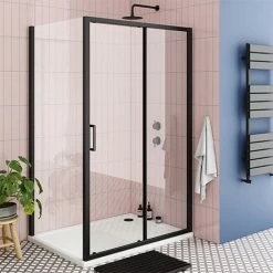 Toren Furniture Shop 48 Toreno Matt Black 1000 X 900mm Sliding Door Shower Enclosure Without Tray