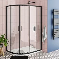 Toreno Matt Black 1200 X 900mm Offset Quadrant Shower Enclosure