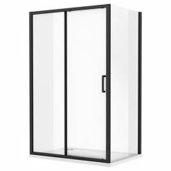 Toreno Matt Black 1200 X 900mm Sliding Door Shower Enclosure + Pearlstone Tray -Toren Furniture Shop BLK129SDE d2 460