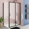 Toreno Matt Black 1200 X 900mm Sliding Door Shower Enclosure + Pearlstone Tray