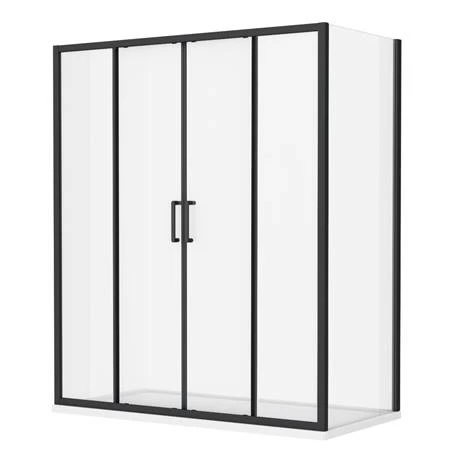 Toreno Matt Black 1400 X 700mm Double Sliding Door Shower Enclosure Without Tray 3 Toreno Matt Black 1400 X 700mm Double Sliding Door Shower Enclosure Without Tray - Image 3