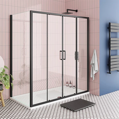 Toreno Matt Black 1400 X 700mm Double Sliding Door Shower Enclosure Without Tray 1 Toreno Matt Black 1400 X 700mm Double Sliding Door Shower Enclosure Without Tray