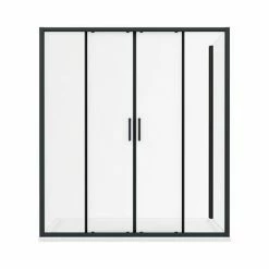 Toreno Matt Black 1700 X 700mm Double Sliding Door Shower Enclosure + Pearlstone Tray 9 Toreno Matt Black 1700 X 700mm Double Sliding Door Shower Enclosure + Pearlstone Tray -Toren Furniture Shop BLK177SDE d4 460