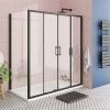 Toreno Matt Black 1700 X 700mm Double Sliding Door Shower Enclosure + Pearlstone Tray