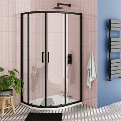 Toreno Matt Black 1000 X 800mm Offset Quadrant Shower Enclosure
