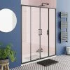 Toreno Matt Black 1400 Double Sliding Shower Door