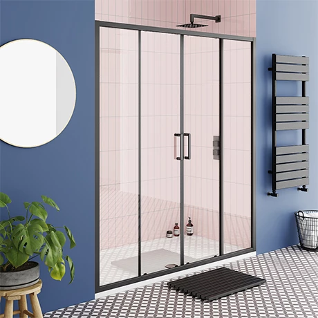 Toreno Matt Black 1400 Double Sliding Shower Door 1 Toreno Matt Black 1400 Double Sliding Shower Door