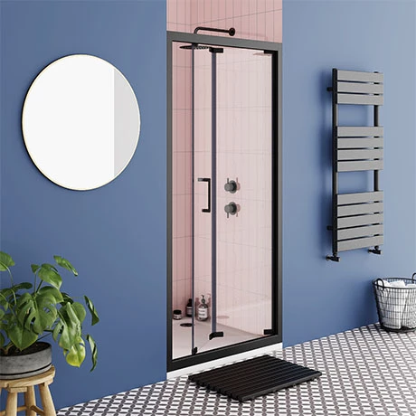 Toreno Matt Black 760 X 1850 Bi-Fold Shower Door 1 Toreno Matt Black 760 X 1850 Bi-Fold Shower Door