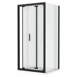 Toreno Matt Black 760 X 760mm Bi-Fold Door Shower Enclosure Without Tray 5 Toreno Matt Black 760 X 760mm Bi-Fold Door Shower Enclosure Without Tray -Toren Furniture Shop BLK76BFSENT d2 460
