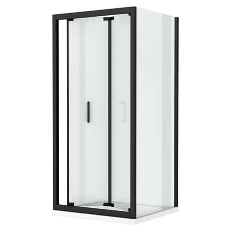 Toreno Matt Black 760 X 760mm Bi-Fold Door Shower Enclosure Without Tray 3 Toreno Matt Black 760 X 760mm Bi-Fold Door Shower Enclosure Without Tray - Image 3