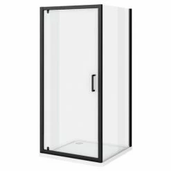 Toreno Matt Black 760 X 760mm Pivot Door Shower Enclosure Without Tray 5 Toreno Matt Black 760 X 760mm Pivot Door Shower Enclosure Without Tray -Toren Furniture Shop BLK76PDENT d2 460
