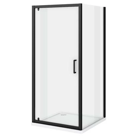 Toreno Matt Black 760 X 760mm Pivot Door Shower Enclosure Without Tray 3 Toreno Matt Black 760 X 760mm Pivot Door Shower Enclosure Without Tray - Image 3