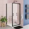 Toreno Matt Black 800 X 800mm Pivot Door Shower Enclosure + Pearlstone Tray