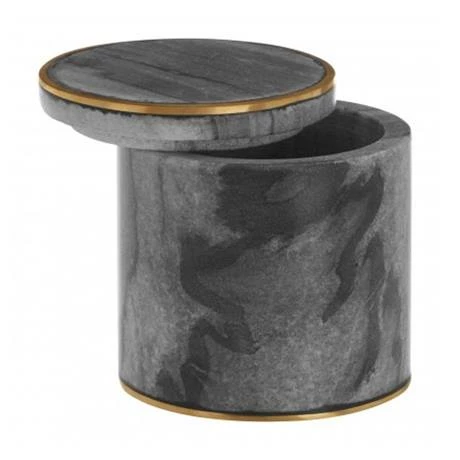 Toreno Grey Marble Brass Effect Storage Pot 2 Toreno Grey Marble Brass Effect Storage Pot - Image 2