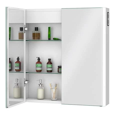 Toreno 700x650mm LED Illuminated 2-Door Bluetooth Mirror Cabinet With Motion Sensor, Shaving Socket & Anti-Fog - MIR018 2 Toreno 700x650mm LED Illuminated 2-Door Bluetooth Mirror Cabinet With Motion Sensor, Shaving Socket & Anti-Fog - MIR018 - Image 2