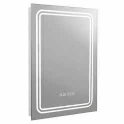 Toreno 500x700mm LED Illuminated Mirror Inc. Anti-Fog, Digital Clock & Touch Sensor - MIR020 -Toren Furniture Shop MIR020 D2 460