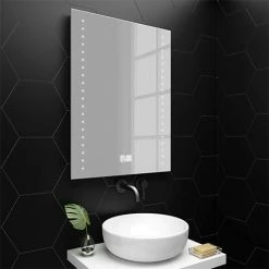 Toren Furniture Shop 13 Toreno 600x800mm LED Bathroom Mirror Incl. Digital Clock, Anti-Fog & Shaving Socket
