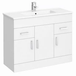 Toreno 1500mm Gloss White Vanity Unit Bathroom Suite - Depth 400/200mm 9 Toreno 1500mm Gloss White Vanity Unit Bathroom Suite - Depth 400/200mm -Toren Furniture Shop MOD1500 d2 460