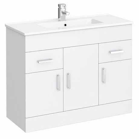 Toreno 1500mm Gloss White Vanity Unit Bathroom Suite - Depth 400/200mm 3 Toreno 1500mm Gloss White Vanity Unit Bathroom Suite - Depth 400/200mm - Image 3