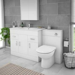 Toreno 1500mm Gloss White Vanity Unit Bathroom Suite - Depth 400/200mm 11 Toreno 1500mm Gloss White Vanity Unit Bathroom Suite - Depth 400/200mm -Toren Furniture Shop MOD1500 n d3 460