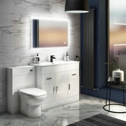 Toren Furniture Shop 71 Toreno 1500mm Gloss White Vanity Unit Bathroom Suite - Depth 400/200mm