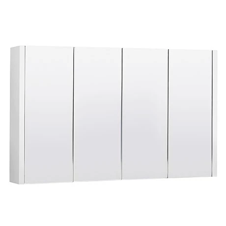 Toreno White Minimalist 4 Door Mirror Cabinet - W1200 X D110mm 1 Toreno White Minimalist 4 Door Mirror Cabinet - W1200 X D110mm