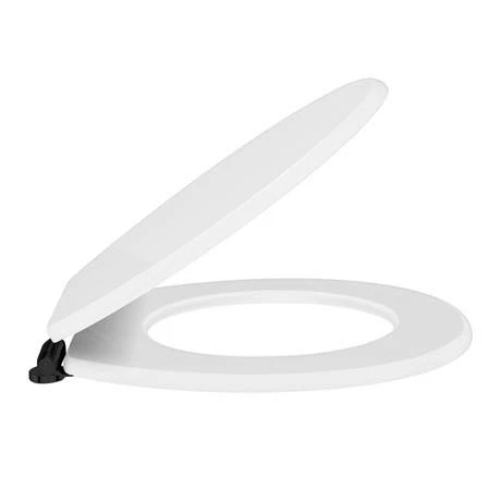 Toreno High Gloss White MDF Bottom Fixing Toilet Seat Matt Black Hinges 2 Toreno High Gloss White MDF Bottom Fixing Toilet Seat Matt Black Hinges - Image 2