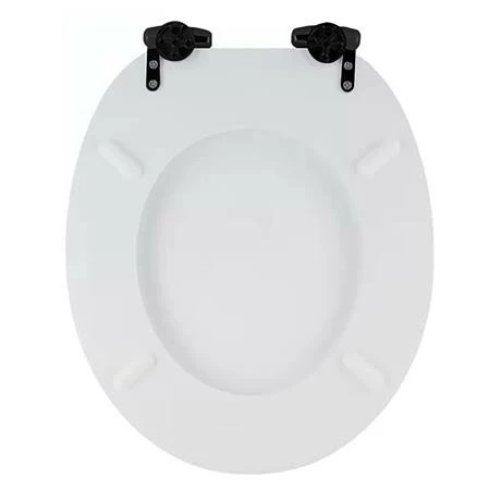 Toreno High Gloss White MDF Bottom Fixing Toilet Seat Matt Black Hinges 3 Toreno High Gloss White MDF Bottom Fixing Toilet Seat Matt Black Hinges - Image 3