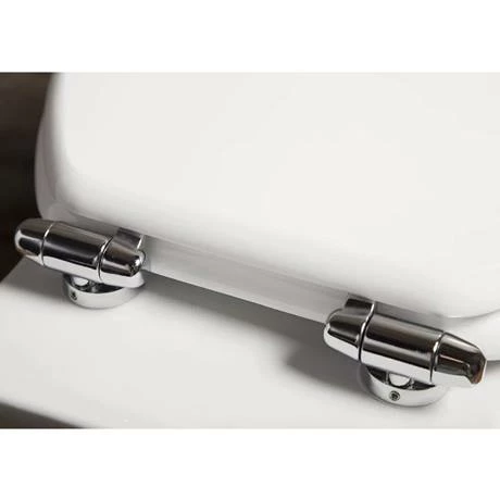 Toreno High Gloss White MDF Bottom Fixing Soft Close Toilet Seat With Chrome Hinges 4 Toreno High Gloss White MDF Bottom Fixing Soft Close Toilet Seat With Chrome Hinges - Image 4