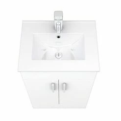 Toreno Small Vanity Sink With Cabinet - 500mm Modern High Gloss White -Toren Furniture Shop MV500 D4 460