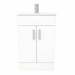 Toreno Small Vanity Sink With Cabinet - 500mm Modern High Gloss White -Toren Furniture Shop MV500 D5 460