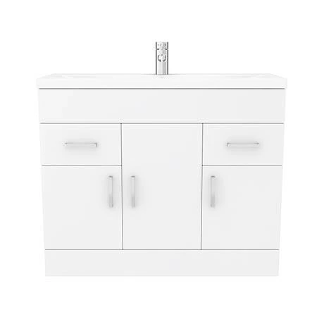 Toreno Basin Unit - 1000mm Modern High Gloss White With Mid Edged Basin 3 Toreno Basin Unit - 1000mm Modern High Gloss White With Mid Edged Basin - Image 3