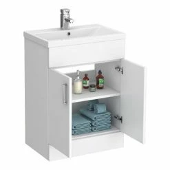 Toreno Basin Unit - 600mm Modern High Gloss White With Mid Edged Basin 7 Toreno Basin Unit - 600mm Modern High Gloss White With Mid Edged Basin -Toren Furniture Shop MVME600 detail1 460