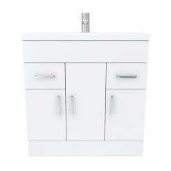 Toreno Basin Unit - 800mm Modern High Gloss White With Mid Edged Basin 11 Toreno Basin Unit - 800mm Modern High Gloss White With Mid Edged Basin -Toren Furniture Shop MVME800 D4 460