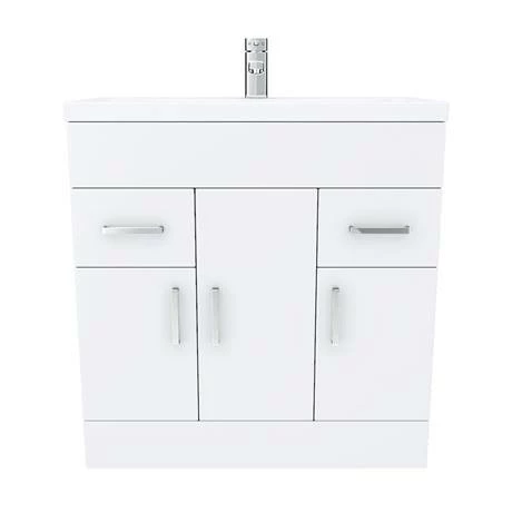 Toreno Basin Unit - 800mm Modern High Gloss White With Mid Edged Basin 5 Toreno Basin Unit - 800mm Modern High Gloss White With Mid Edged Basin - Image 5