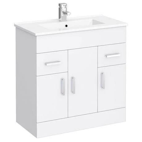 Toreno 1300mm Gloss White Vanity Unit Bathroom Suite - Depth 400/200mm 2 Toreno 1300mm Gloss White Vanity Unit Bathroom Suite - Depth 400/200mm - Image 2
