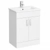 Toreno Vanity Sink With Cabinet - 600mm Modern High Gloss White