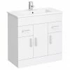 Toreno Vanity Sink With Cabinet - 800mm Modern High Gloss White