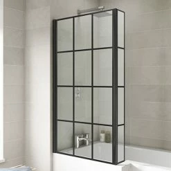 Toreno Black Framed L-Shape Bath Screen