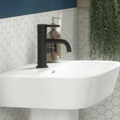 Toreno Matt Black Round Basin Mono Mixer Tap -Toren Furniture Shop TMBBT d3 460