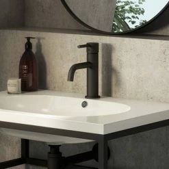 Toreno Matt Black Round Basin Mono Mixer Tap -Toren Furniture Shop TMBBT d2 460