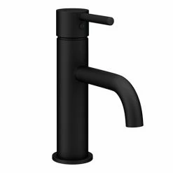 Toreno Matt Black Round Basin Mono Mixer Tap