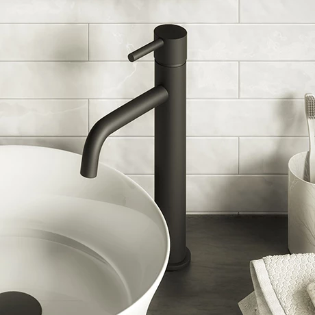 Toreno Matt Black Round High Rise Mono Basin Mixer Tap 1 Toreno Matt Black Round High Rise Mono Basin Mixer Tap