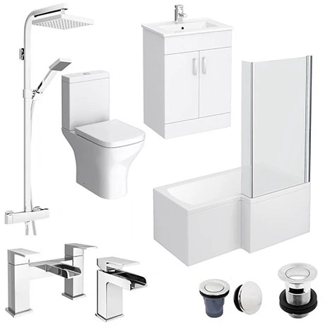 Toreno L-Shaped 1500 Complete Bathroom Package 1 Toreno L-Shaped 1500 Complete Bathroom Package