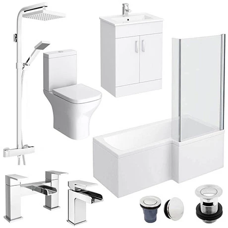 Toreno L-Shaped 1600 Complete Bathroom Package 1 Toreno L-Shaped 1600 Complete Bathroom Package