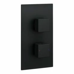 Toreno Matt Black Wall Mounted Waterfall Bath Filler + Concealed Thermostatic Valve -Toren Furniture Shop TWMCTV BLK n detail1 460