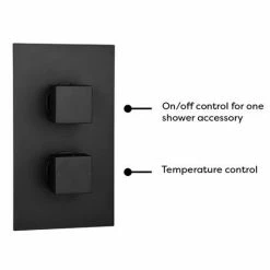 Toreno Matt Black Wall Mounted Waterfall Bath Filler + Concealed Thermostatic Valve -Toren Furniture Shop TWMCTV BLK n detail2 460