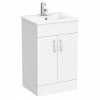 Toreno Small Vanity Sink With Cabinet - 500mm Modern High Gloss White